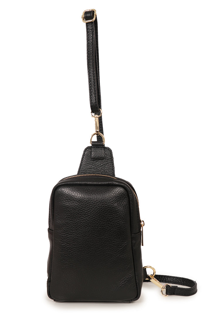 Black Italian Leather Sling Bag