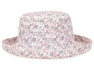 Ladies Floral Print Turn Up Brim Sun Hat - Pink