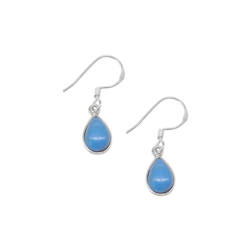 Silver Single Teardrop Earrings with Turquoise