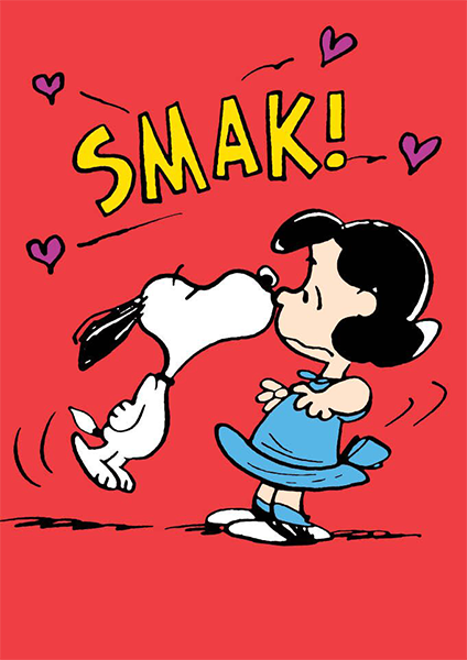 Snoopy 'SMAK' kiss Greetings Card.