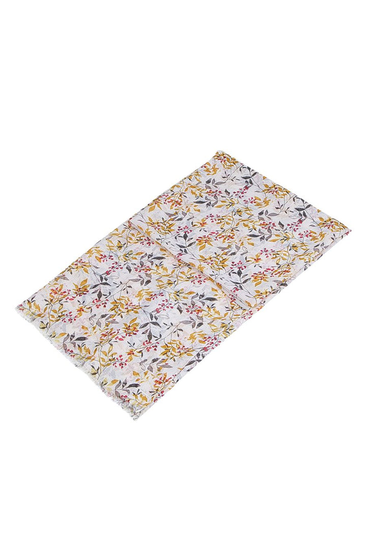 Neutral Floral and Leaf Print Scarf