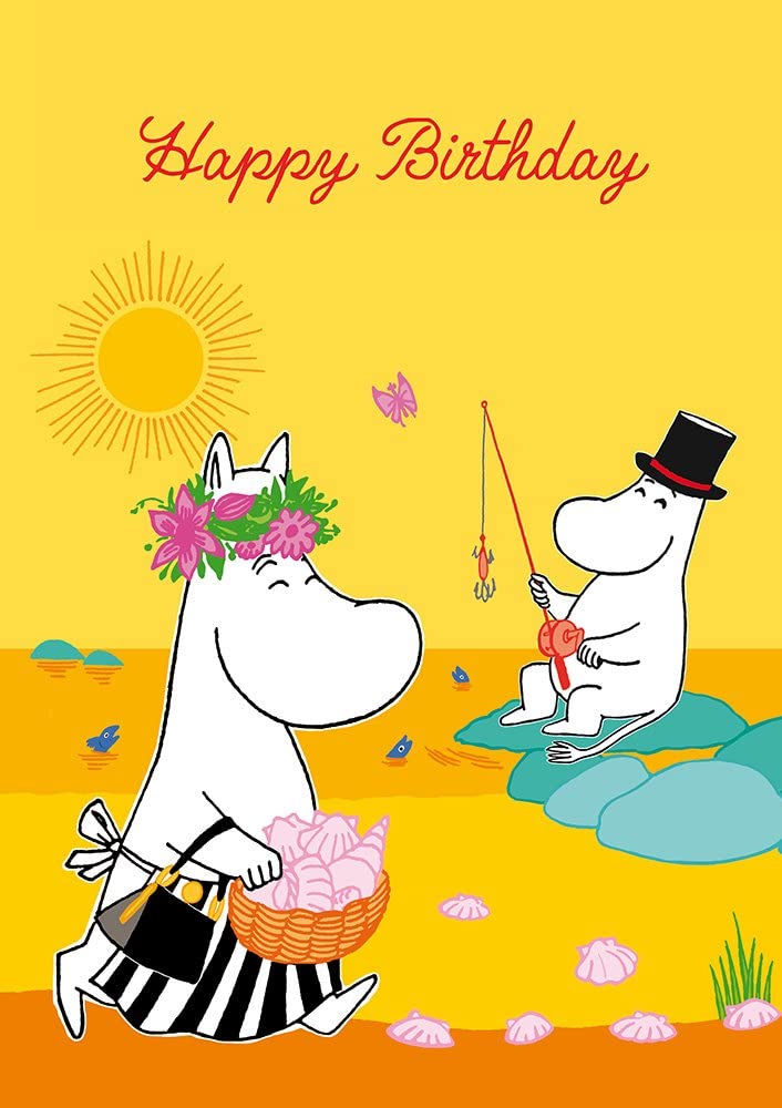 Moomins Fishing Happy Birthday Greetings Card.