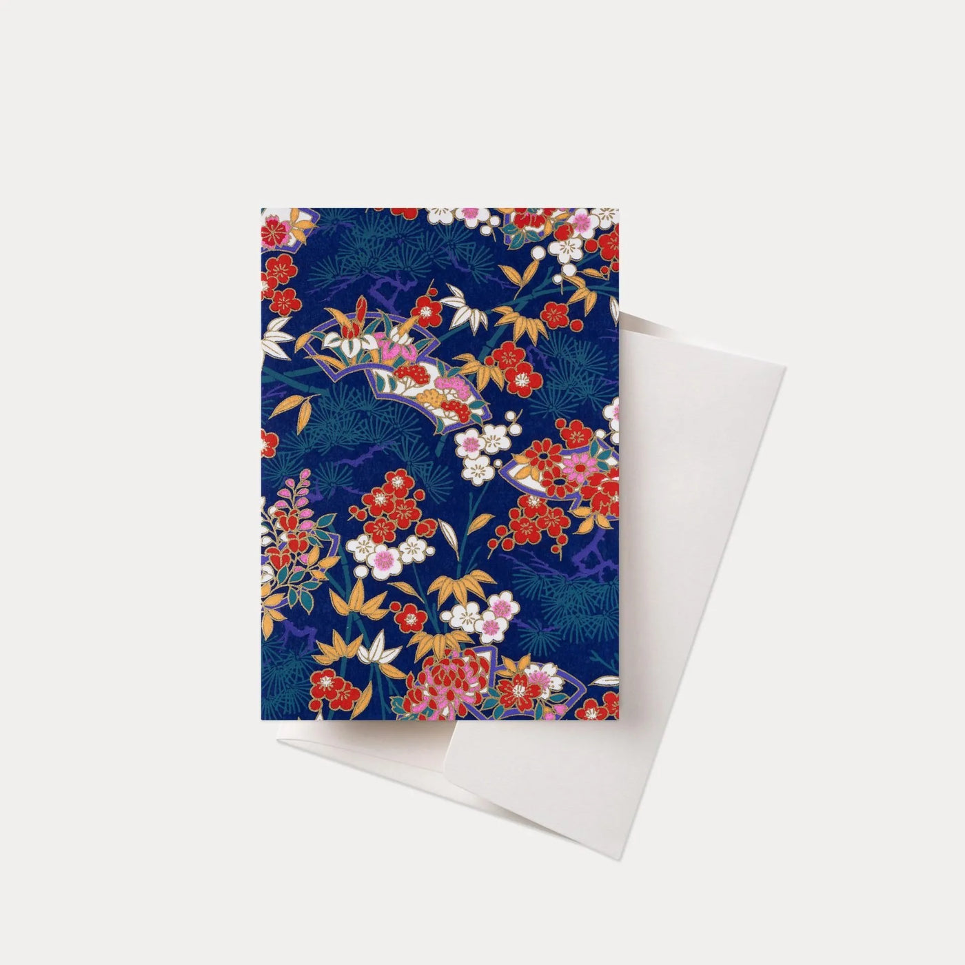 Esmie Greeting Card Red Blossom / Cobalt Blue