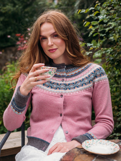 Eribe Fairisle Alpine Short Cardigan - Vintage Pink - PLEASE CALL FOR SIZE AVAILABILITY