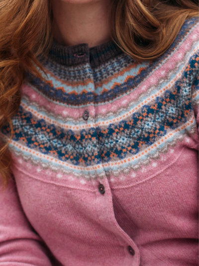 Eribe Fairisle Alpine Short Cardigan - Vintage Pink - PLEASE CALL FOR SIZE AVAILABILITY