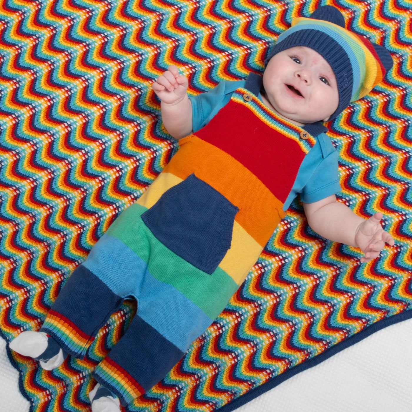 Rainbow Wave Knit Baby Blanket