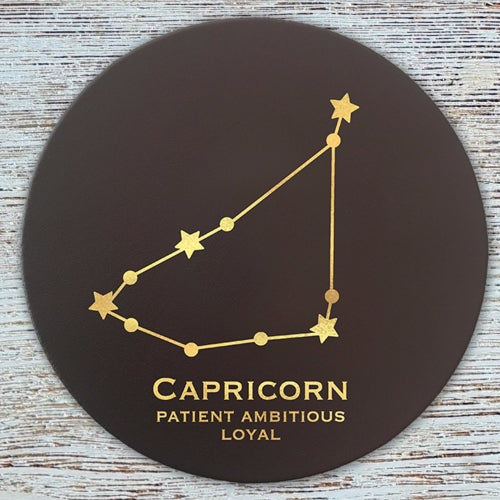 Capricorn Zodiac Leather Coaster