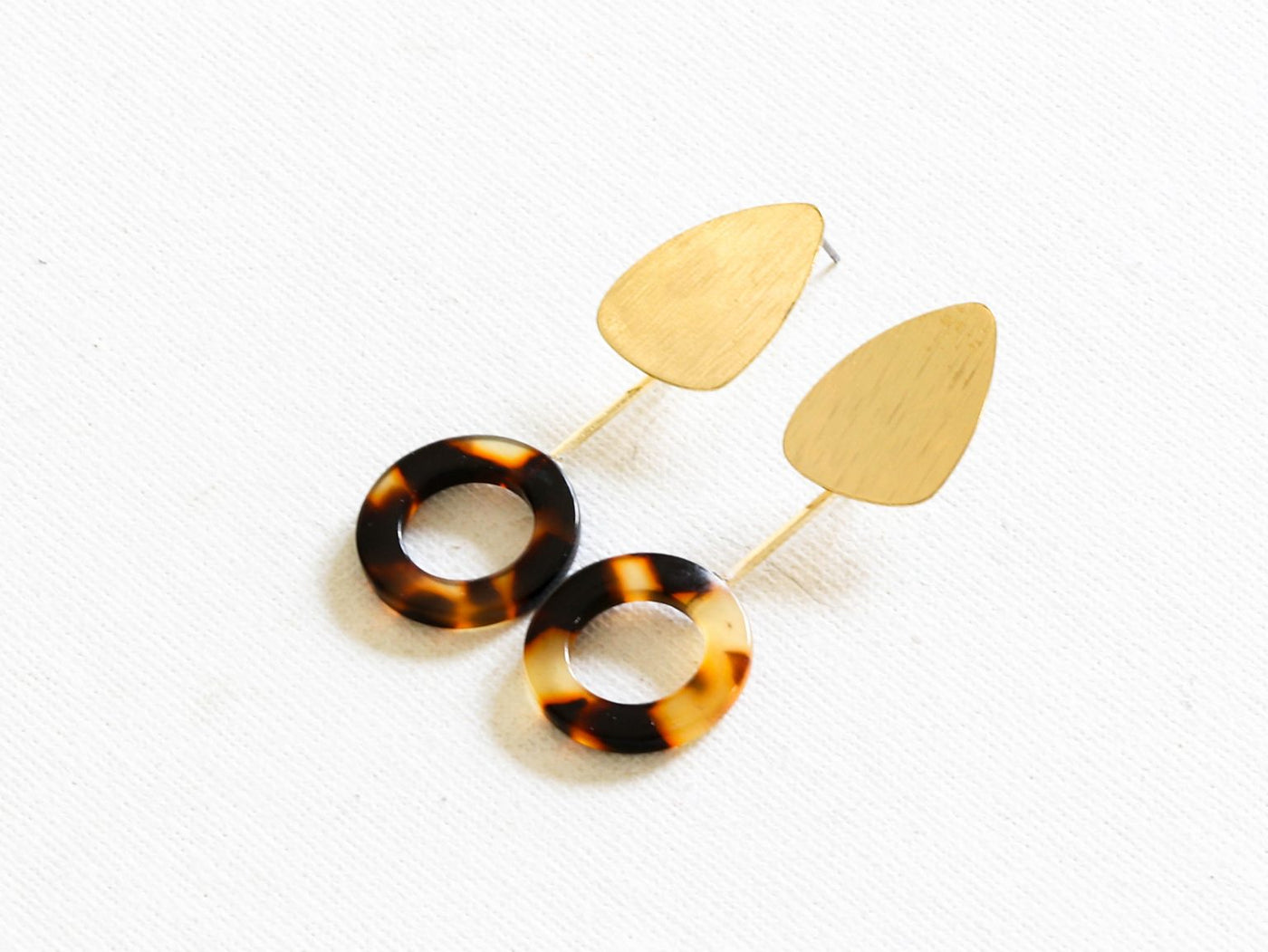 Amelie Two Tone Gold Metal Resin Earrings
