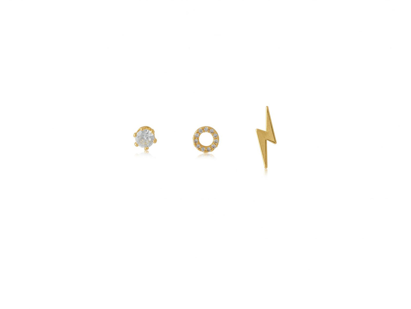 Clothilde Piercing Pack Of Stud, Ear Cuff And Huggie in Gold Finish