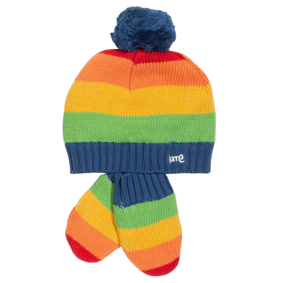 Rainbow Knit Baby Hat and Gloves Set