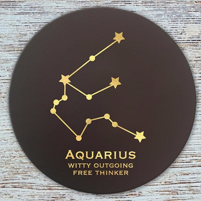 Aquarius Zodiac Leather Coaster