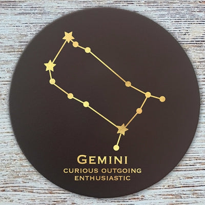 Gemini Zodiac Leather Coaster
