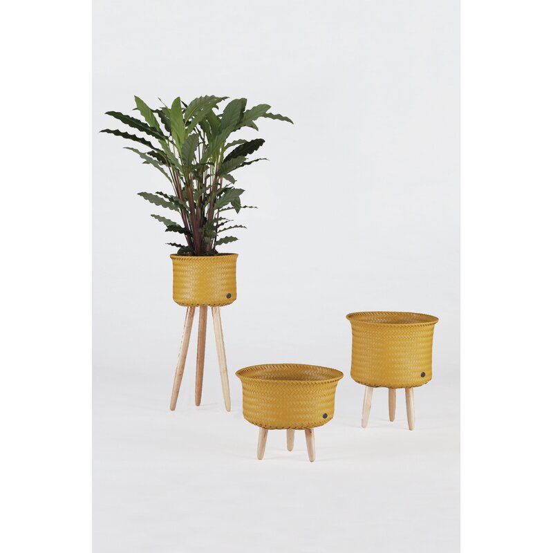 UP High Woven Plant Holder in Mustard