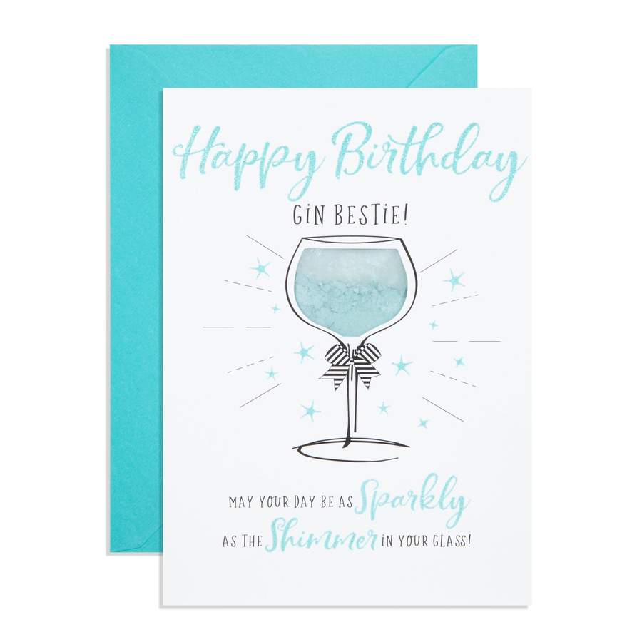 Happy Birthday Gin Bestie! Card with added Sparkle