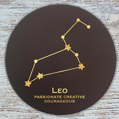 Leo Zodiac Leather Coaster