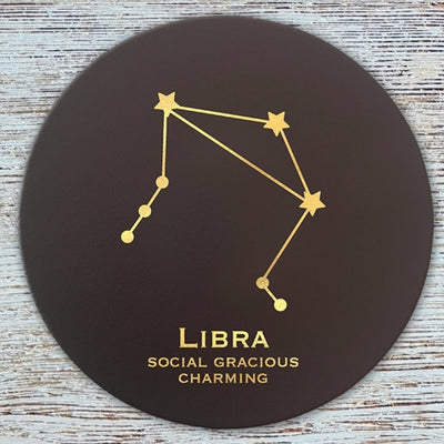 Libra Zodiac Leather Coaster