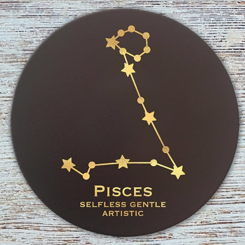 Pisces Zodiac Leather Coaster