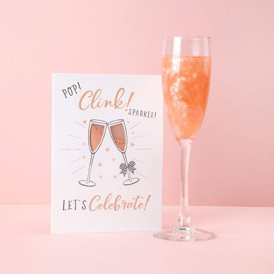 Pop! Clink! Sparkle! Let's Celebrate! Card with added Sparkle