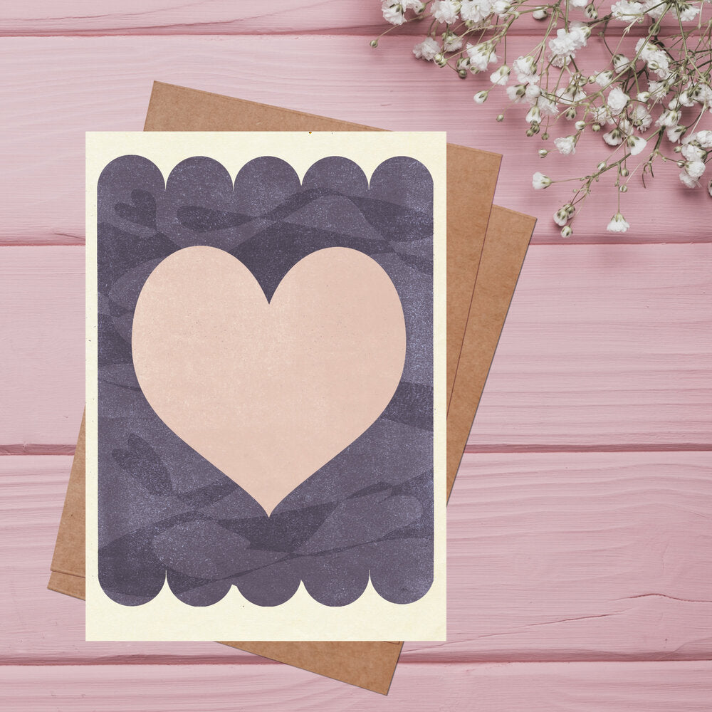 Foxes and Angels Purple and Pink Heart Card