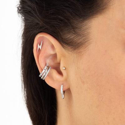 Single Slim Sparkling Ear Cuff in Gold Plated Silver