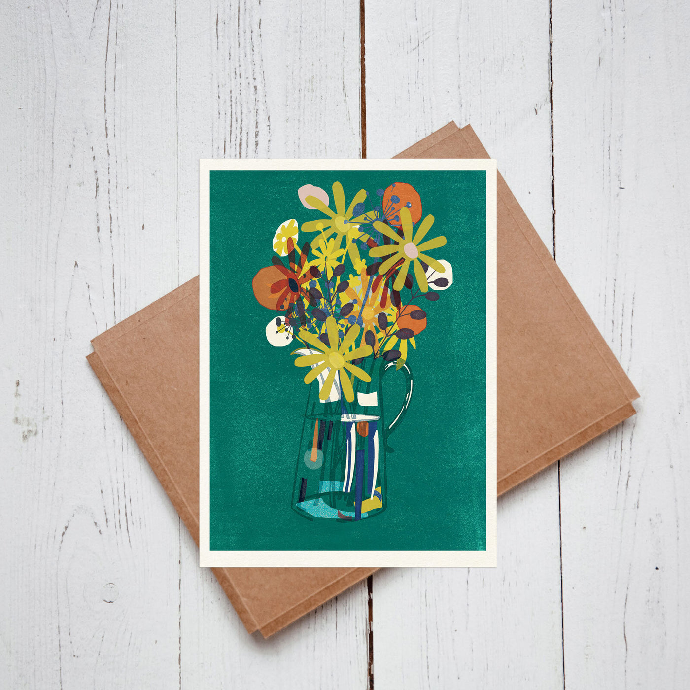 Foxes and Angels Vase of Flowers Card