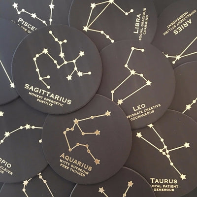 Aquarius Zodiac Leather Coaster