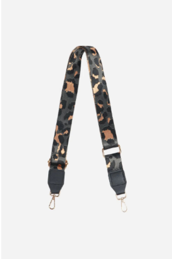 Dark grey leopard spot pattern bag strap