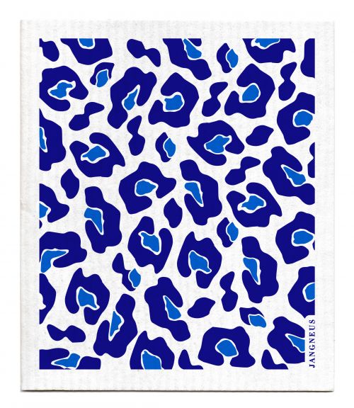 Jangneus Blue Leopard Print Design Dishcloth