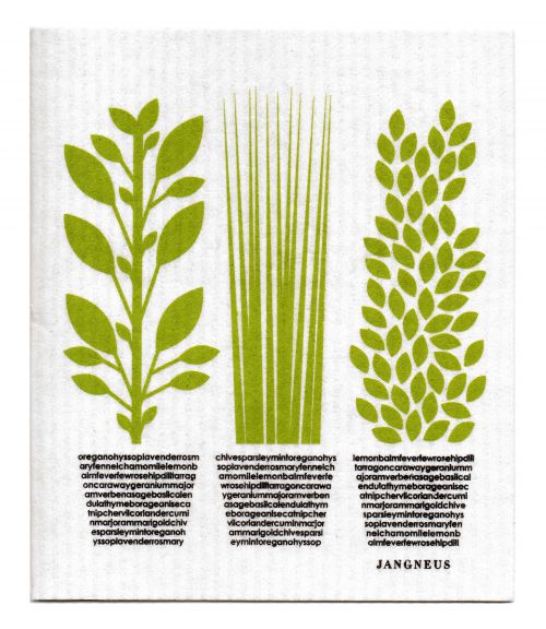 Jangneus Green Herbs Design Dishcloth