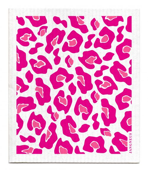 Jangneus Pink Leopard Print Design Dishcloth