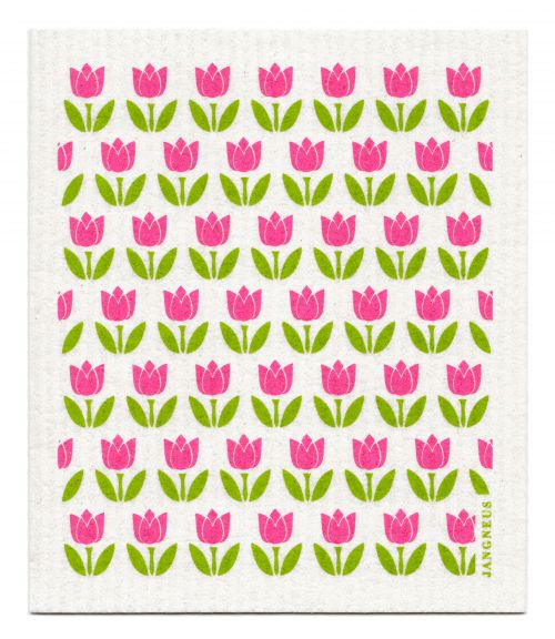Jangneus Pink Tulips Design Dishcloth