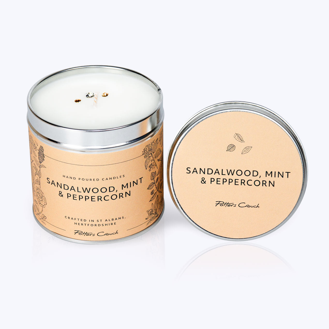 SANDALWOOD, MINT & PEPPERCORN SCENTED CANDLE